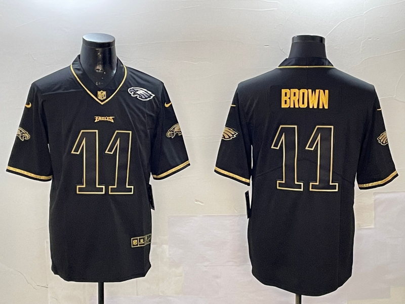 Men Philadelphia Eagles 11 Brown black 2025 Nike NFL jersey style 004